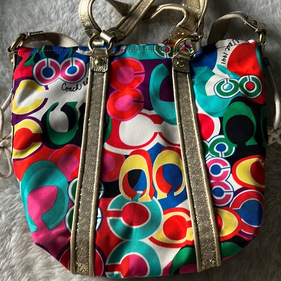 Coach F21361 Poppy Signature C Spotlight Glam Multicolor Shoulder Bag Tote - Picture 5 of 17